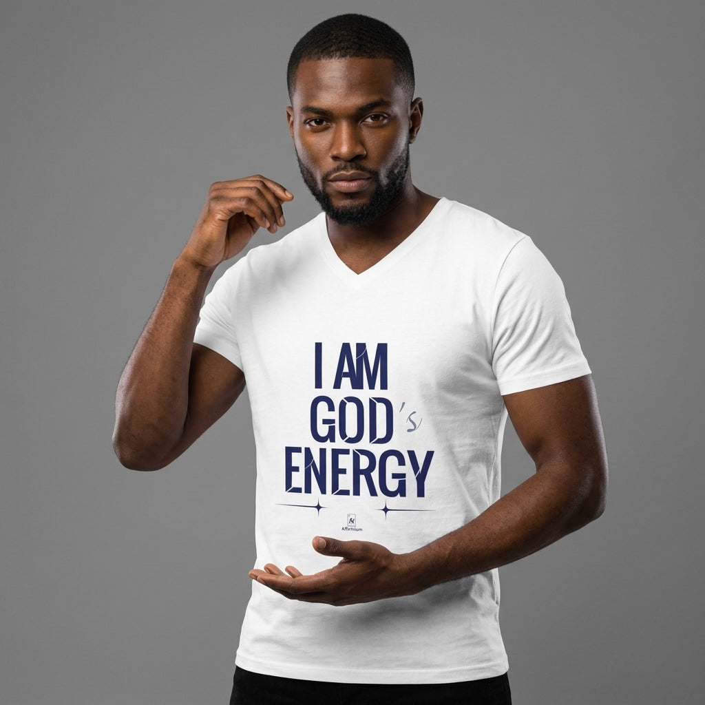 "I Am God's Energy" Affirmation V-Neck T-Shirt | Men's Affirmium